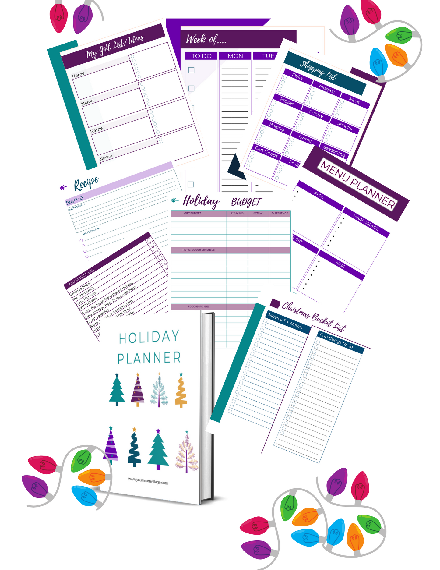 Jewel Tone Christmas Planner PDF Printable