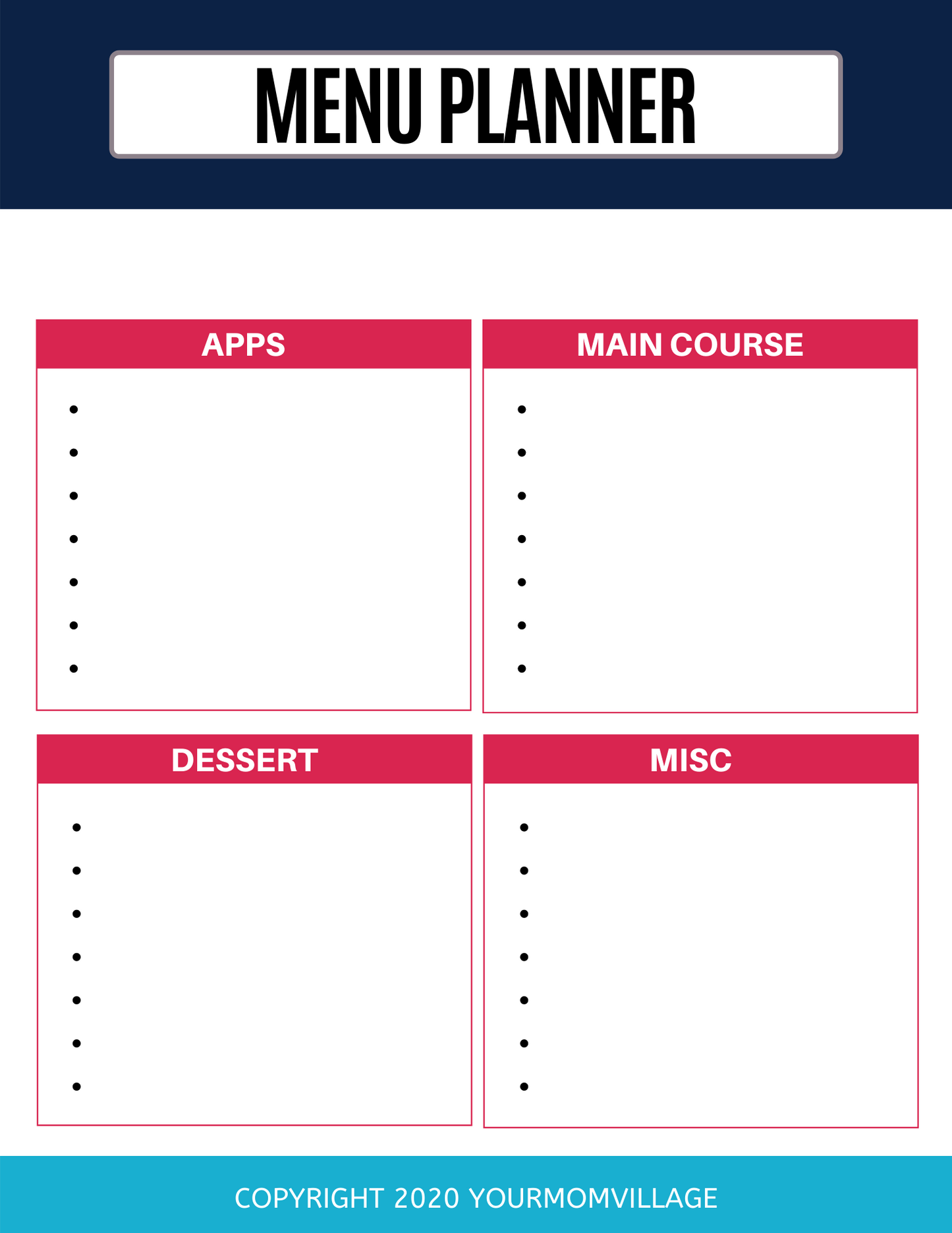 Birthday Party Planner PDF Printable