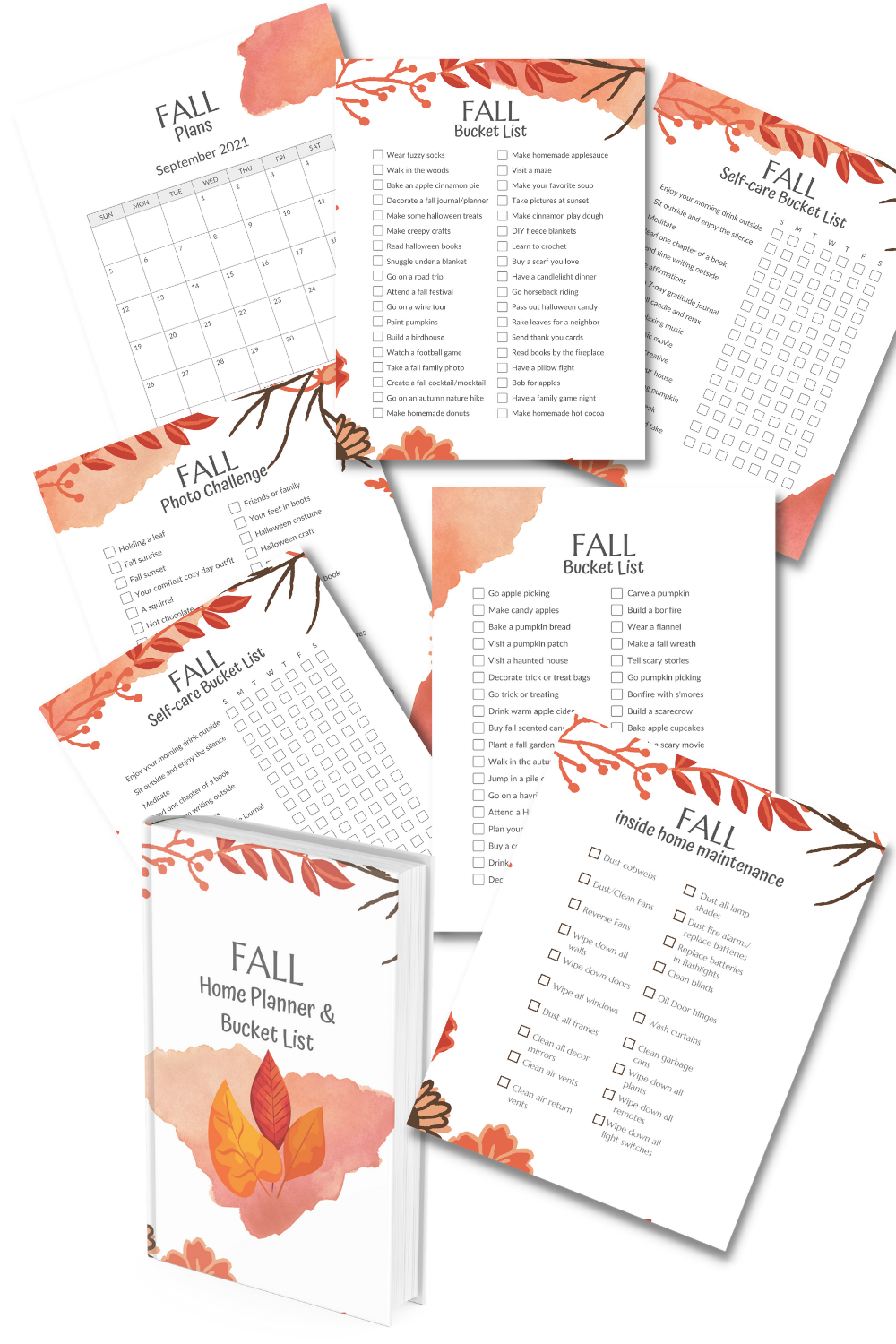 Fall Home Planner, cleaning checklist and Bucket List