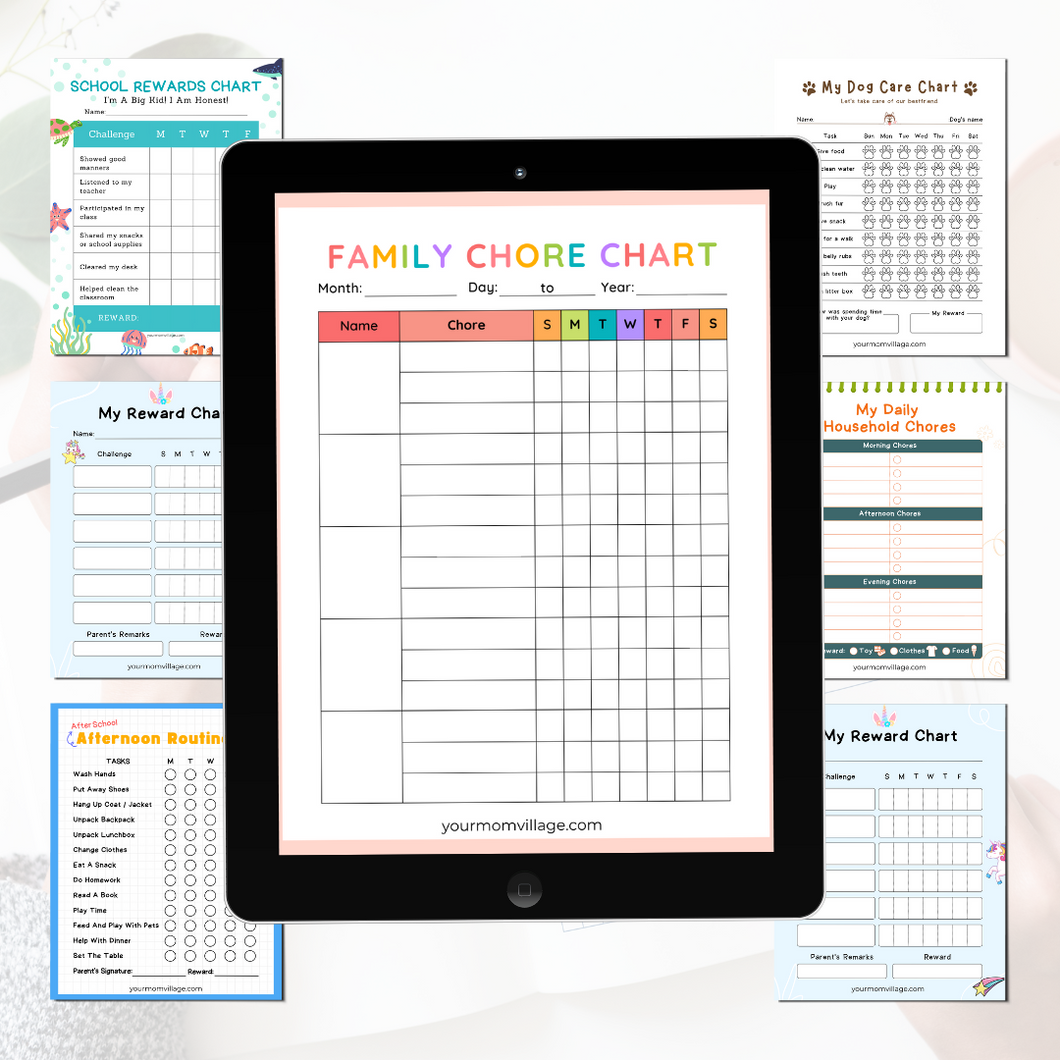 Kids/Family Chore Charts/Checklist BUNDLE, Reward/Allowance, Behavior Consequence List, Before/After School Routine, Daily Weekly Monthly Checklist Tasks