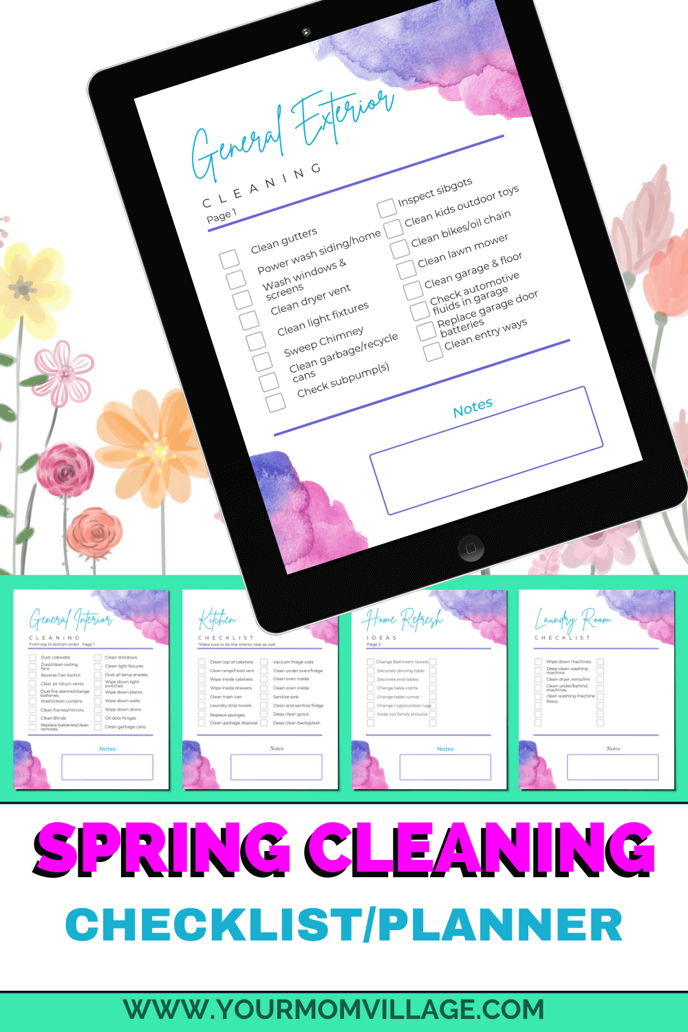 Spring Cleaning checklist, planner and bucket list